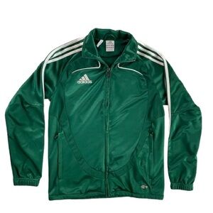 Adidas Clima365 Green w/ White Stripes Zip Up Jacket Youth L EUC